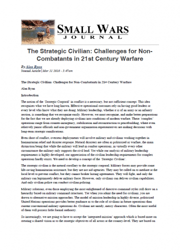 The Strategic Civilian: Challenges for Non-Combatants in 21st Century Warfare